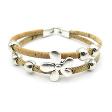 Afbeelding in Gallery-weergave laden, Kleurrijke Vegan Kurkarmband met Bloemen kralen 18 cm