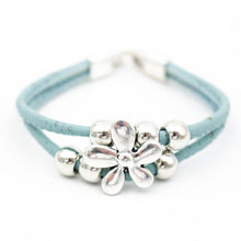 Afbeelding in Gallery-weergave laden, Kleurrijke Vegan Kurkarmband met Bloemen kralen 18 cm